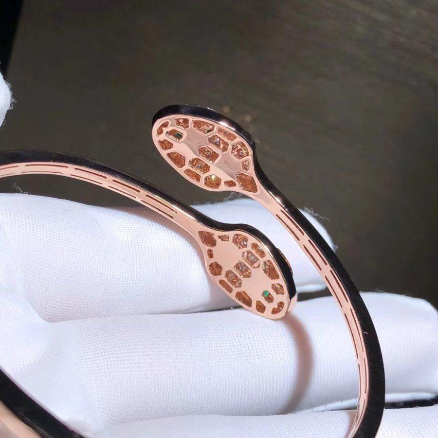 [LUXORA]SERPENTI BRACELET PINK GOLD MALACHITE DIAMOND DOUBLE SNAKE