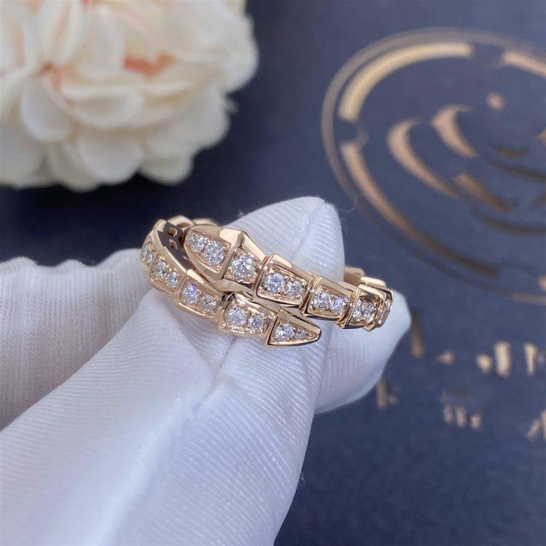 [LUXORA]SERPENTI RING PINK GOLD DIAMOND PAVED 4MM
