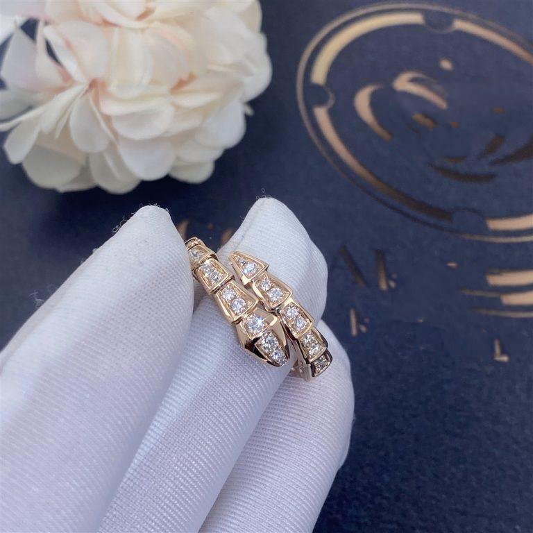 [LUXORA]SERPENTI RING PINK GOLD DIAMOND PAVED 4MM