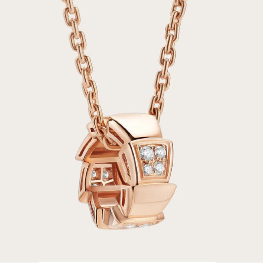[LUXORA]SERPENTI PEDANT DIAMOND PINK GOLD NECKLACE