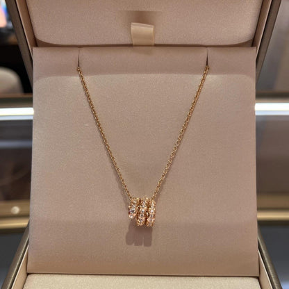 [LUXORA]SERPENTI PINK GOLD NECKLACE DOUBLE RING DIAMOND