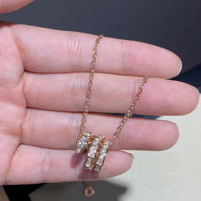 [LUXORA]SERPENTI PINK GOLD NECKLACE DOUBLE RING DIAMOND