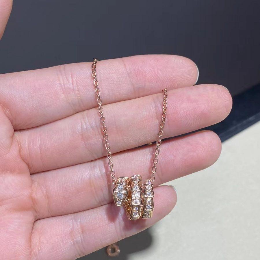 [LUXORA]SERPENTI PINK GOLD NECKLACE DOUBLE RING DIAMOND