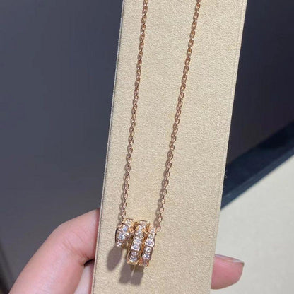 [LUXORA]SERPENTI PINK GOLD NECKLACE DOUBLE RING DIAMOND