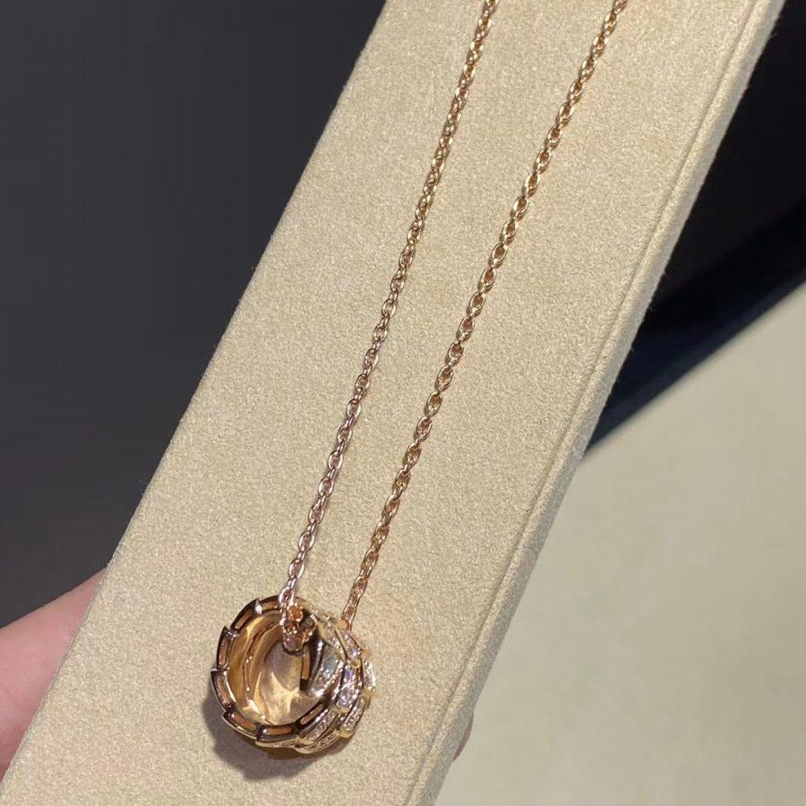 [LUXORA]SERPENTI PINK GOLD NECKLACE DOUBLE RING DIAMOND