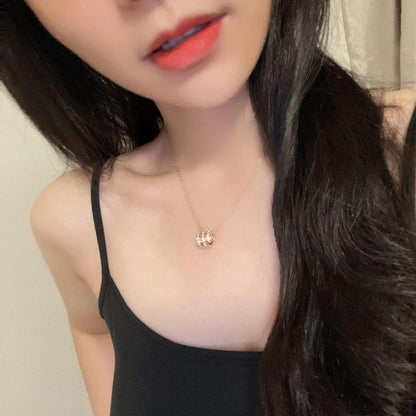 [LUXORA]SERPENTI PINK GOLD NECKLACE DOUBLE RING DIAMOND