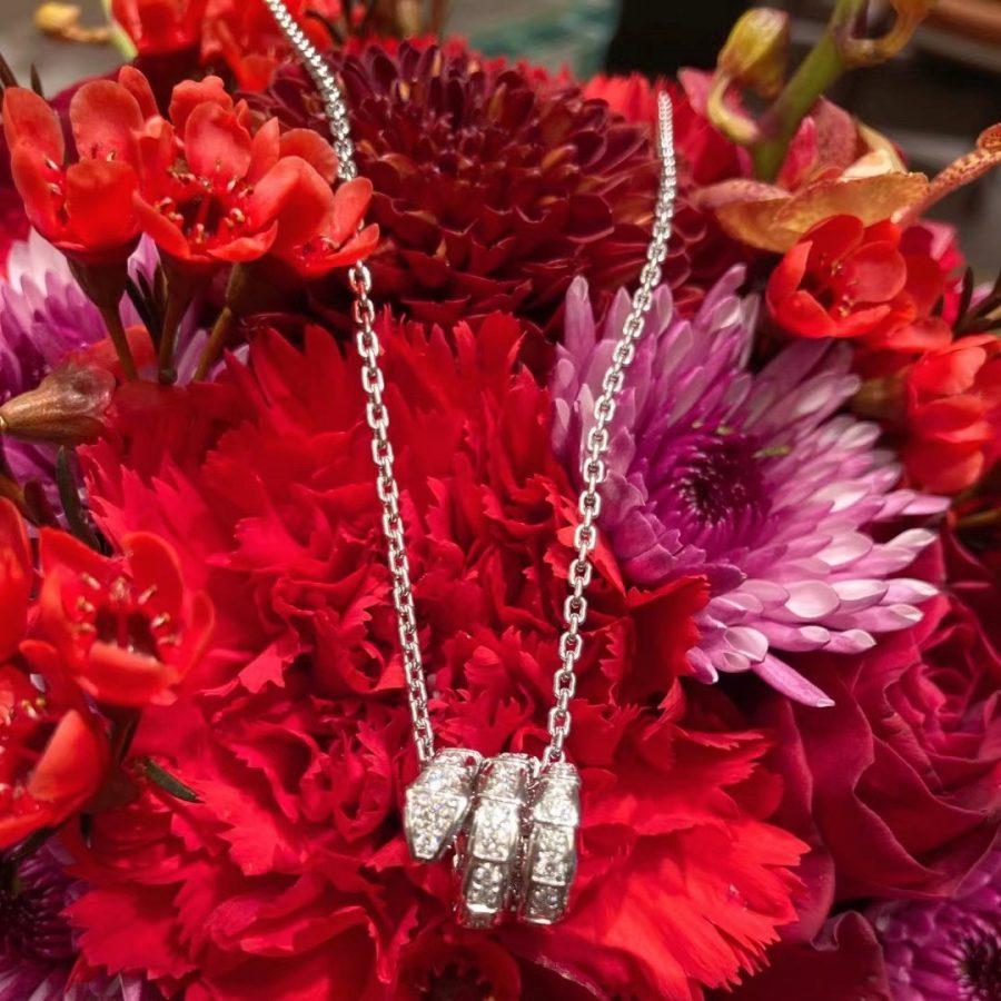 [LUXORA]SERPENTI  NECKLACE DOUBLE RING DIAMOND