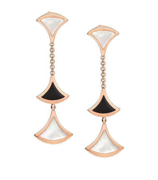 [LUXORA]DREAM EARRINGS 3 MOTIFS ONYX MOP PINK GOLD