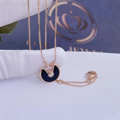 [LUXORA]AMULETTE ROSE GOLD ONYX NECKLACE