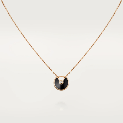[LUXORA]AMULETTE ROSE GOLD ONYX NECKLACE