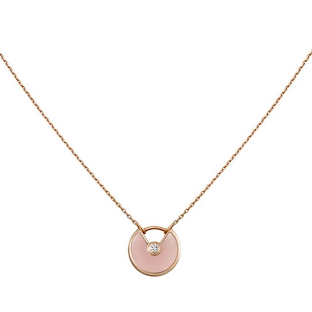 [LUXORA]AMULETTE ROSE GOLD PINK MOP NECKLACE