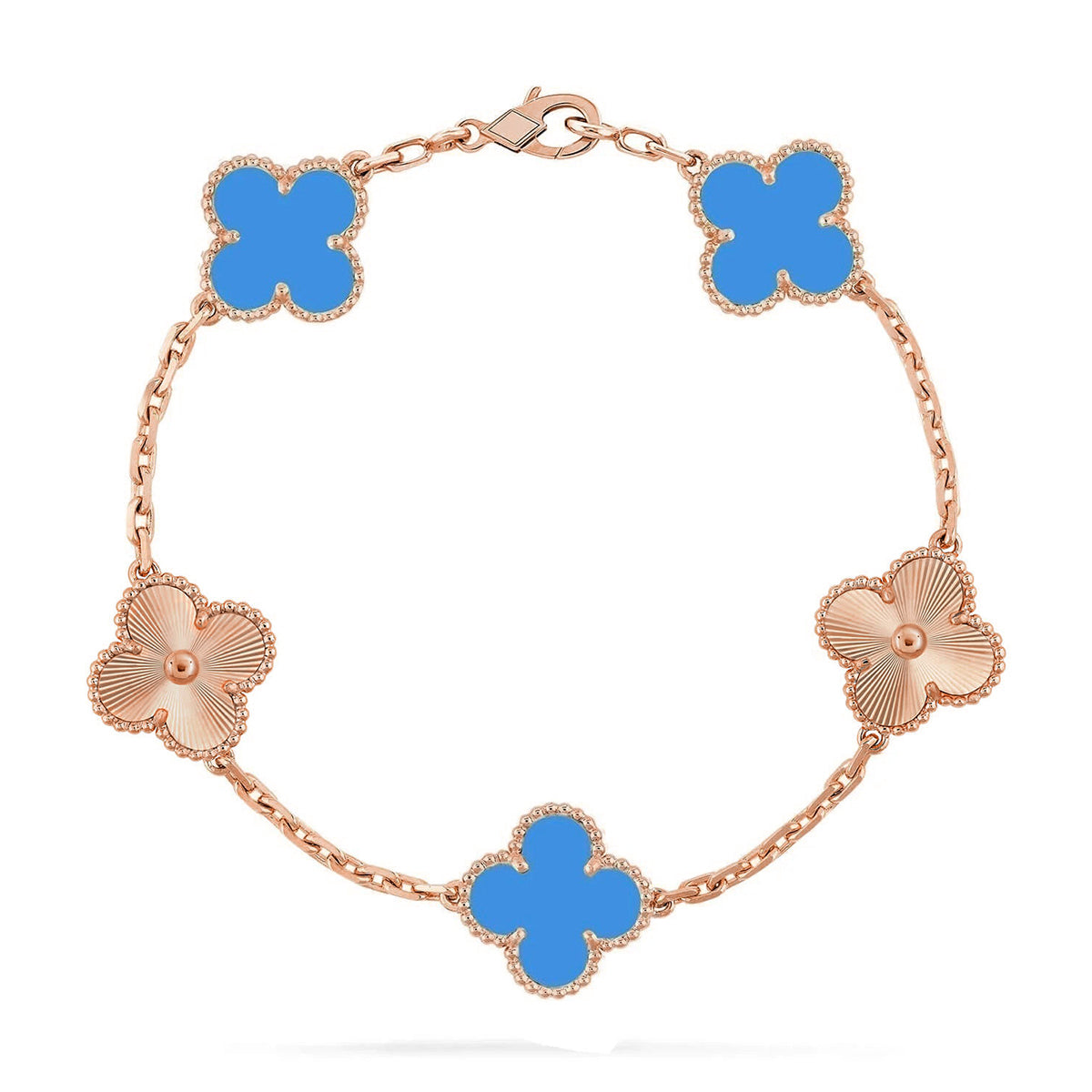 [LUXORA] CLOVER 5 MOTIF BLUE AGATE BRACELET COLLECTION