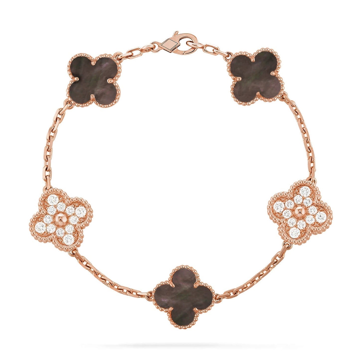 [LUXORA] CLOVER 5 MOTIF GRAY MOP BRACELET COLLECTION