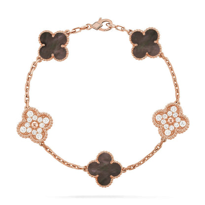 [LUXORA] CLOVER 5 MOTIF GRAY MOP BRACELET COLLECTION