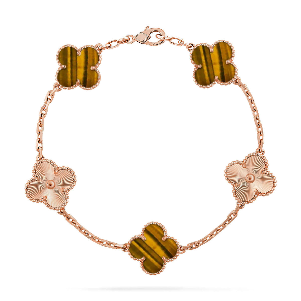 [LUXORA] CLOVER 5 MOTIFS TIGER EYE BRACELET COLLECTION