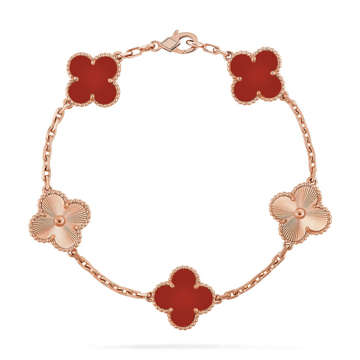 [LUXORA] CLOVER 5 MOTIF RED CORNELIAN BRACELET COLLECTION