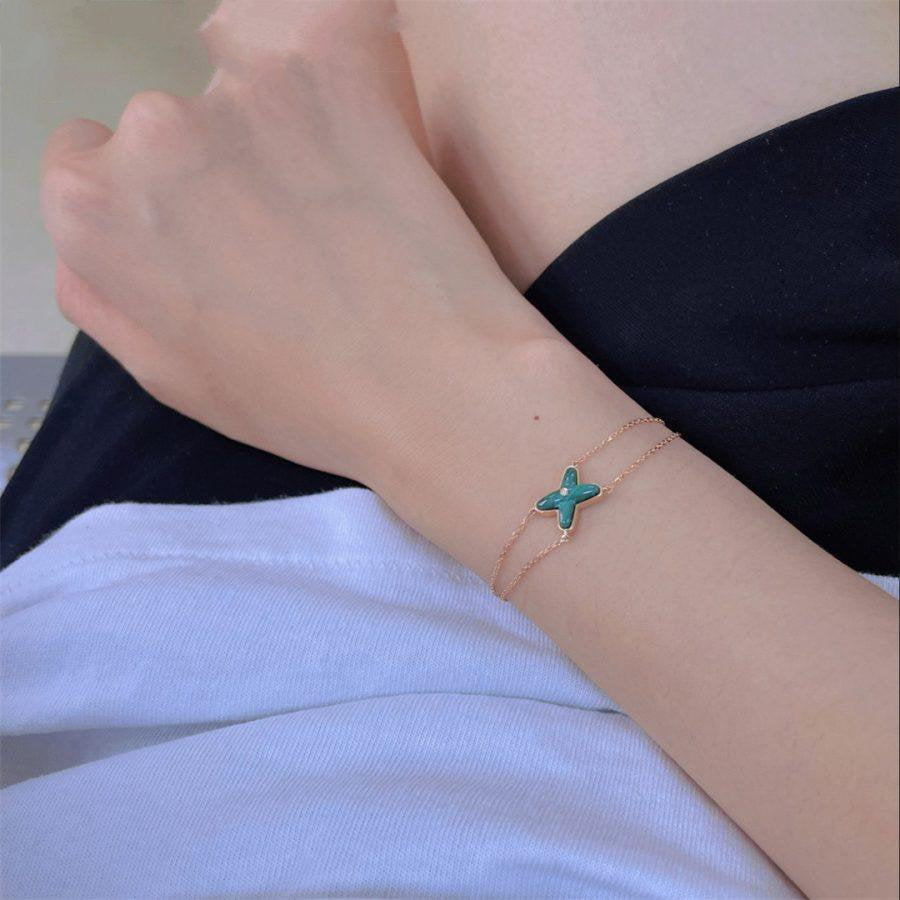 [LUXORA]JEUX BRACELET MALACHITE PINK GOLD 1 DIAMOND