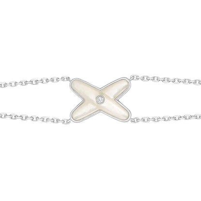 [LUXORA]JEUX BRACELET WHITE MOP SILVER 1 DIAMOND