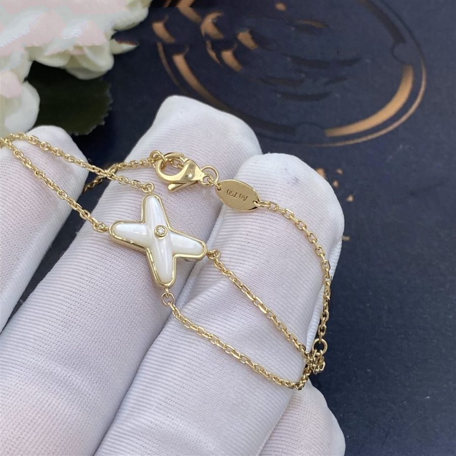 [LUXORA]JEUX BRACELET WHITE MOP GOLD 1 DIAMOND