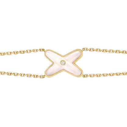[LUXORA]JEUX BRACELET WHITE MOP GOLD 1 DIAMOND