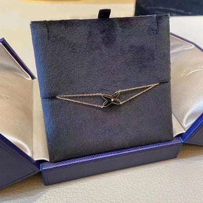 [LUXORA]JEUX BRACELET ONYX PINK GOLD 1 DIAMOND
