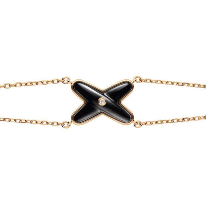 [LUXORA]JEUX BRACELET ONYX PINK GOLD 1 DIAMOND