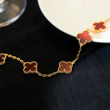 [LUXORA] CLOVER 5 MOTIF RED CORNELIAN BRACELET COLLECTION