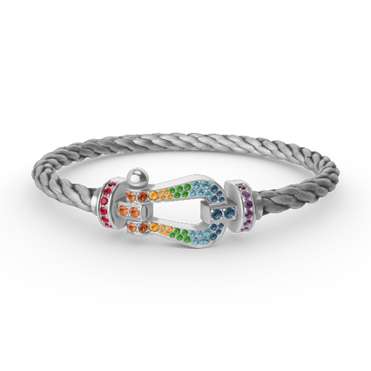 [LUXORA]FORC LARGE HORSESHOE  COLORED DIAMOND BRACELET SILVER