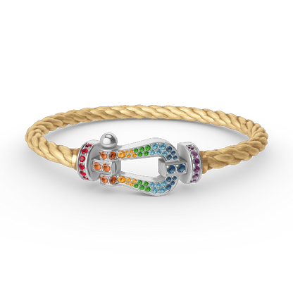 [LUXORA]FORC LARGE HORSESHOE  COLORED DIAMOND BRACELET SILVER