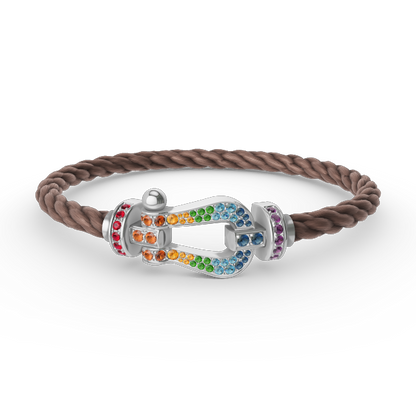 [LUXORA]FORC LARGE HORSESHOE  COLORED DIAMOND BRACELET SILVER