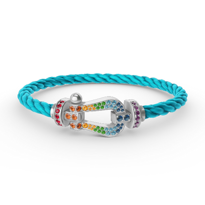 [LUXORA]FORC LARGE HORSESHOE  COLORED DIAMOND BRACELET SILVER