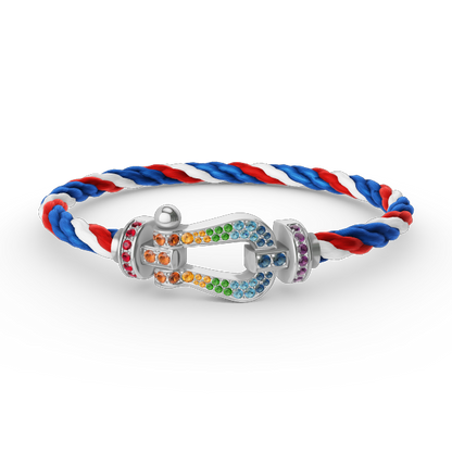 [LUXORA]FORC LARGE HORSESHOE  COLORED DIAMOND BRACELET SILVER