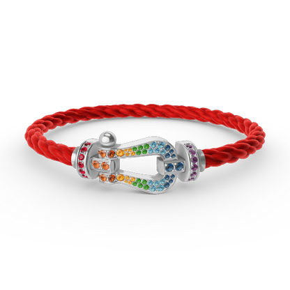 [LUXORA]FORC LARGE HORSESHOE  COLORED DIAMOND BRACELET SILVER
