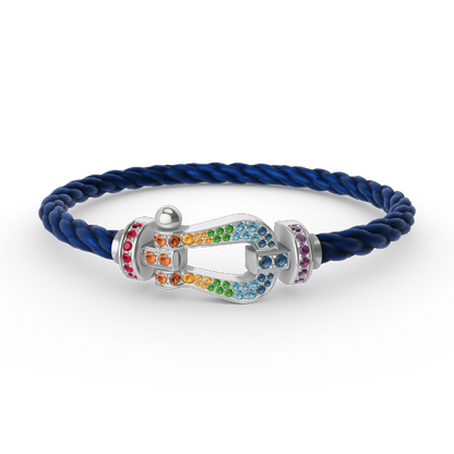 [LUXORA]FORC LARGE HORSESHOE  COLORED DIAMOND BRACELET SILVER