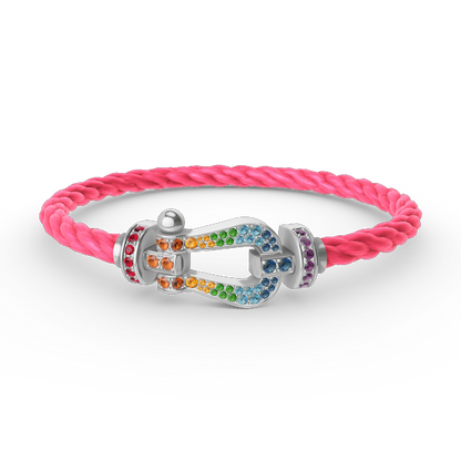 [LUXORA]FORC LARGE HORSESHOE  COLORED DIAMOND BRACELET SILVER
