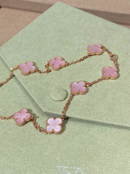 [LUXORA Jewellery] Pink Necklace with Ten Clover Designs