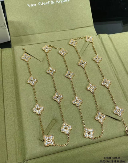 [LUXORA]CLOVER 20 MOTIFS FULL-DIAMOND NECKLACE