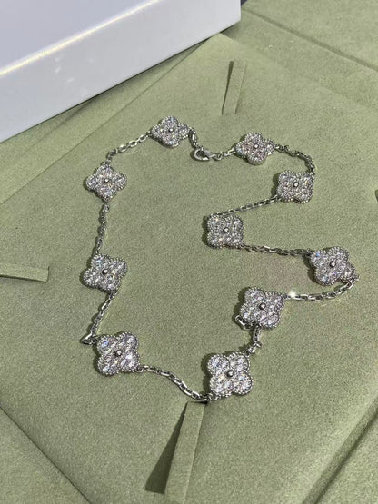 [LUXORA]CLOVER 10 MOTIFS  FULL DIAMOND NECKLACE