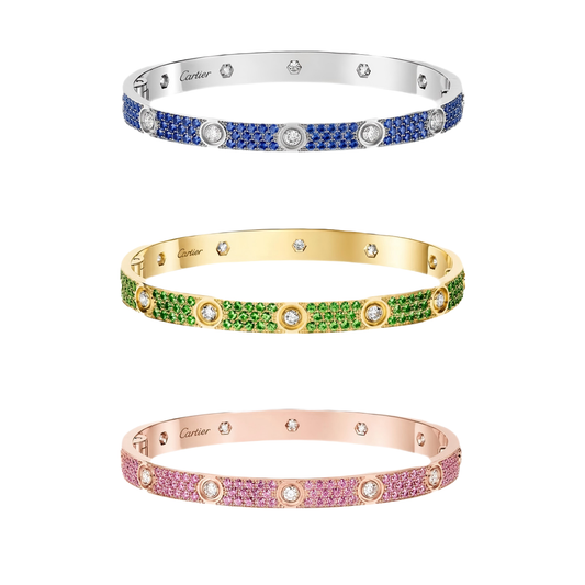 [LUXORA]2026 PAVE GEMSTONE LOVE BRACELET 6.1MM 10 DIAMONDS
