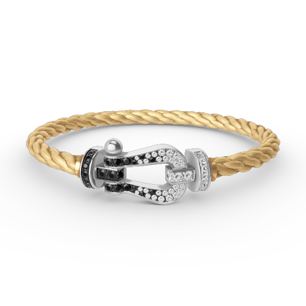 [LUXORA]FORCE LARGE HORSESHOE BLACK WHITE DIAMOND BRACELET SILVER