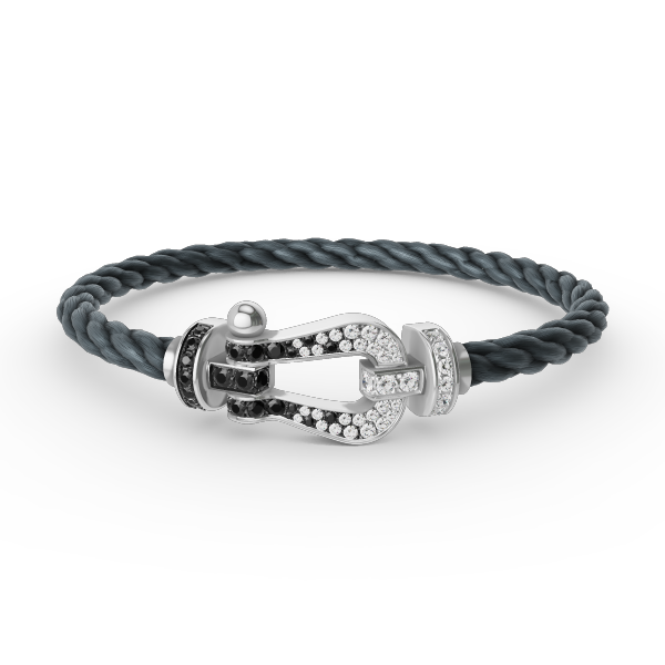 [LUXORA]FORCE LARGE HORSESHOE BLACK WHITE DIAMOND BRACELET SILVER