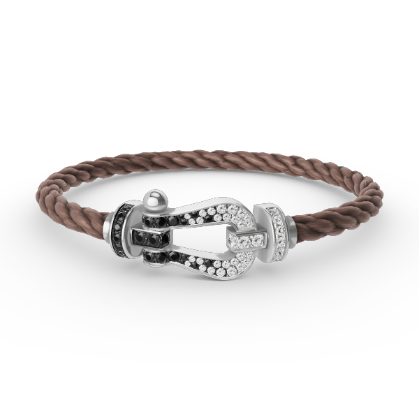 [LUXORA]FORCE LARGE HORSESHOE BLACK WHITE DIAMOND BRACELET SILVER
