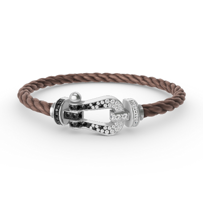 [LUXORA]FORCE LARGE HORSESHOE BLACK WHITE DIAMOND BRACELET SILVER