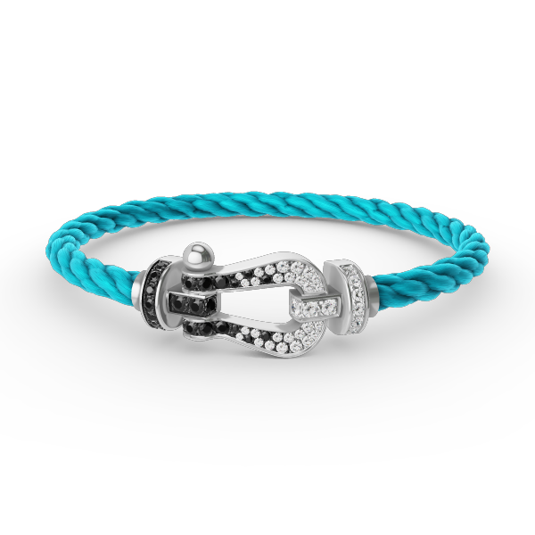 [LUXORA]FORCE LARGE HORSESHOE BLACK WHITE DIAMOND BRACELET SILVER