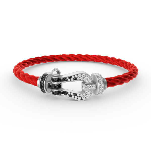 [LUXORA]FORCE LARGE HORSESHOE BLACK WHITE DIAMOND BRACELET SILVER