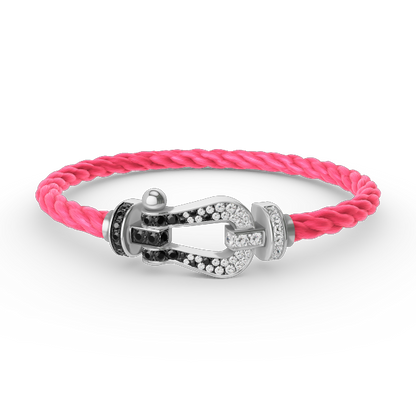[LUXORA]FORCE LARGE HORSESHOE BLACK WHITE DIAMOND BRACELET SILVER