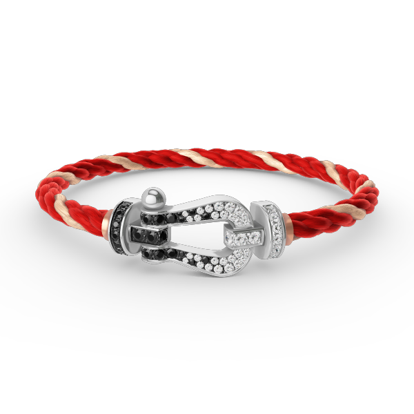 [LUXORA]FORCE LARGE HORSESHOE BLACK WHITE DIAMOND BRACELET SILVER