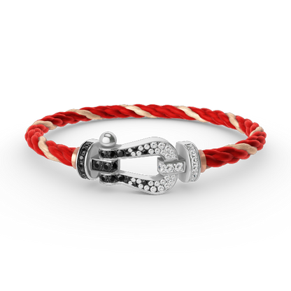 [LUXORA]FORCE LARGE HORSESHOE BLACK WHITE DIAMOND BRACELET SILVER