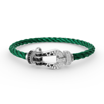[LUXORA]FORCE LARGE HORSESHOE BLACK WHITE DIAMOND BRACELET SILVER