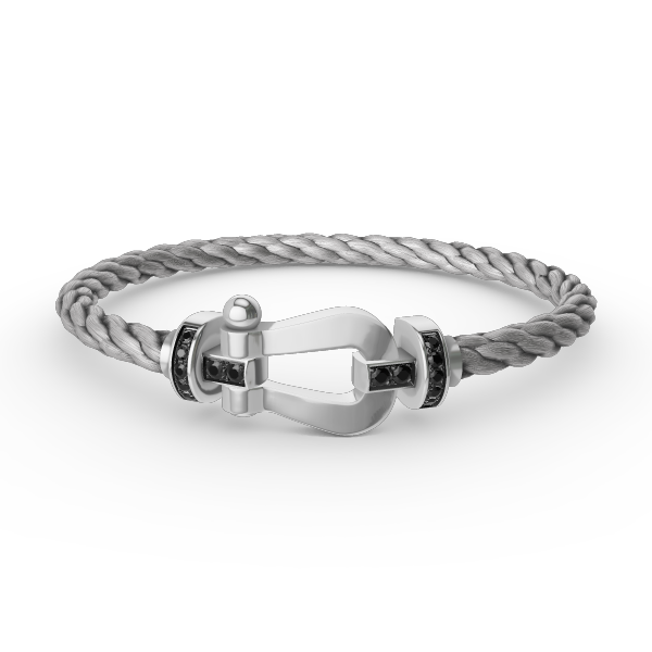 [LUXORA]FORCE LARGE HORSESHOE BLACK DIAMOND BRACELET SILVER